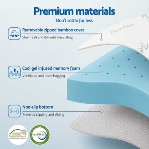 Giselle 12cm Memory Foam Mattress Topper Ventilated Cool Gel Bamboo Cover Double - Image 5