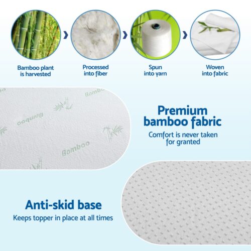 Giselle 12cm Memory Foam Mattress Topper Ventilated Cool Gel Bamboo Cover Double - Image 6