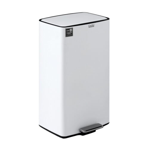 Cefito Pedal Bins Rubbish Bin Waste Recycle Dustbins Kitchen Trash Can 40L White - Image 3
