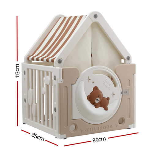 Keezi Kids Play Tent Playhouse Castle with Floor Mat 85CMX113CM - Image 2