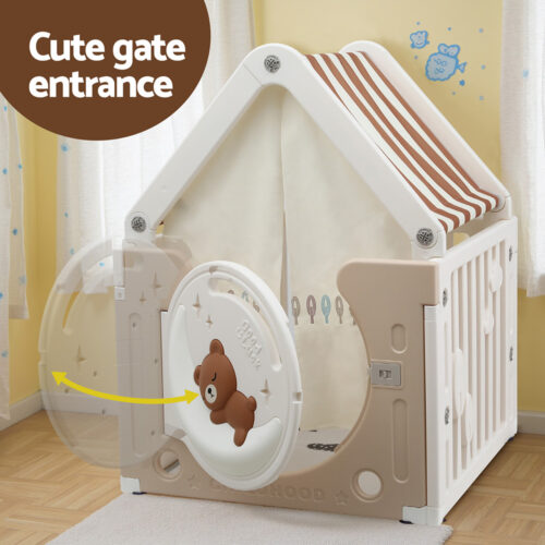 Keezi Kids Play Tent Playhouse Castle with Floor Mat 85CMX113CM - Image 5