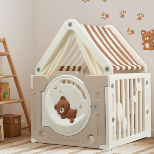 Keezi Kids Play Tent Playhouse Castle with Floor Mat 85CMX113CM - Image 7