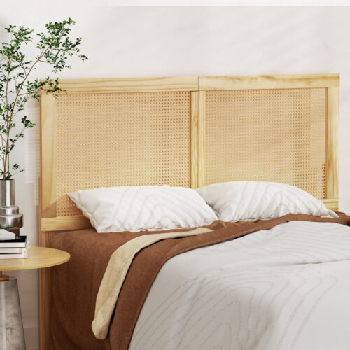Artiss Bed Frame Double Size with Rattan Headboard Wooden Base Timber Platform - Image 6
