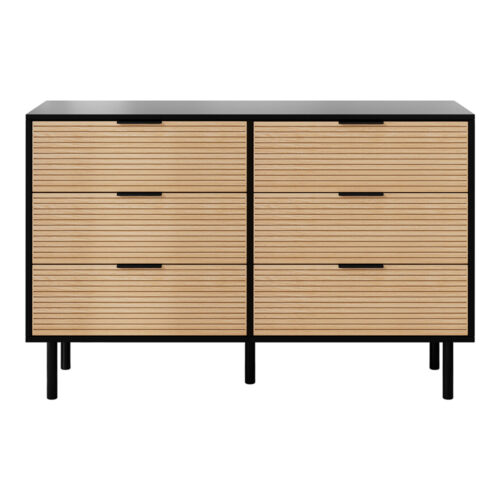 Artiss 6 Chest of Drawers Dresser Table Black Pine - Image 4