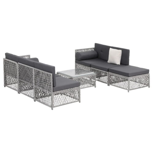 Gardeon 6 Seater Outdoor Sofa Set 7PCS Table Chair Set Garden Rattan Patio Furniture - Image 3