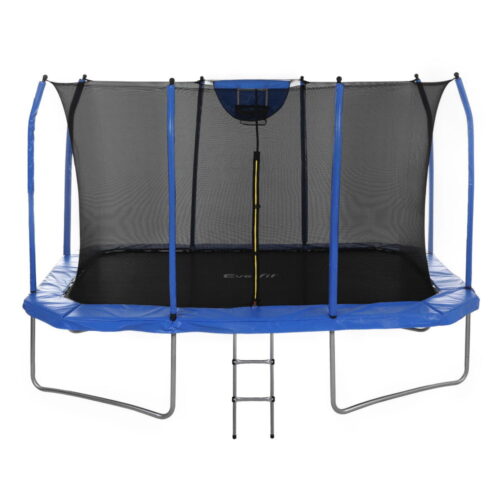 Everfit 12FT Trampoline Kids Rectangle Rebounder with Basketball Set Safety Net - Image 3