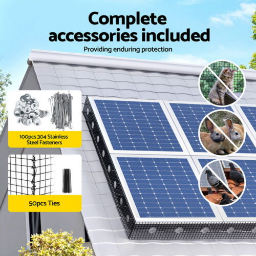Gardeon 20cm x 30M Solar Panel Bird Guard Mesh Critter Guard Roll Kit with Rust-Proof PVC Coating - Image 6