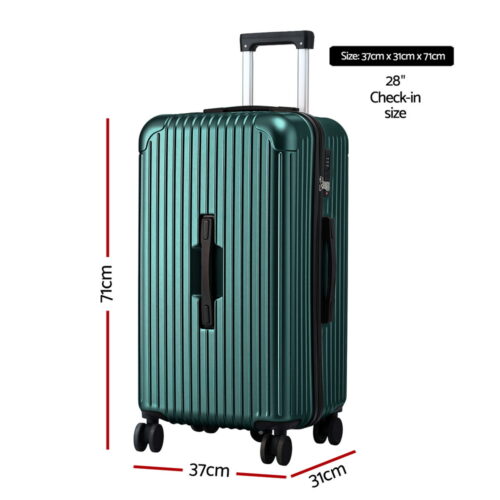 Wanderlite 28" Trunk Luggage Suitcase Travel 5 Wheels Type-C Port TSA Green - Image 2