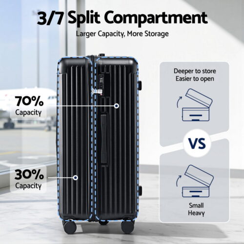 Wanderlite 32" Trunk Luggage Suitcase Travel 5 Wheels Type-C Port TSA Black - Image 4