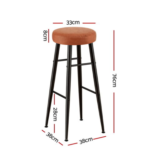 Artiss 4x Bar Stools Kitchen Dining Chairs Counter Round PU leather Lane Brown - Image 2