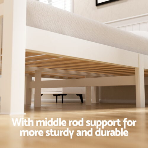 Artiss Bed Frame King Single Size Wooden Platform with 2 Storage Drawers White RIO - Image 4