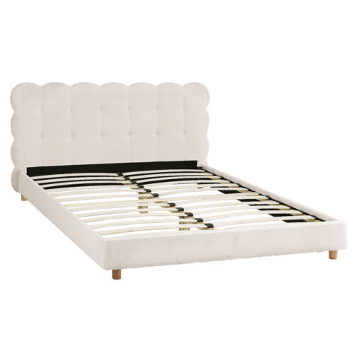 Artiss Double Bed Frame Cloud Headboard Boucle Fabric Mattress Platform Base