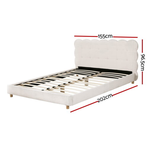 Artiss Double Bed Frame Cloud Headboard Boucle Fabric Mattress Platform Base - Image 2
