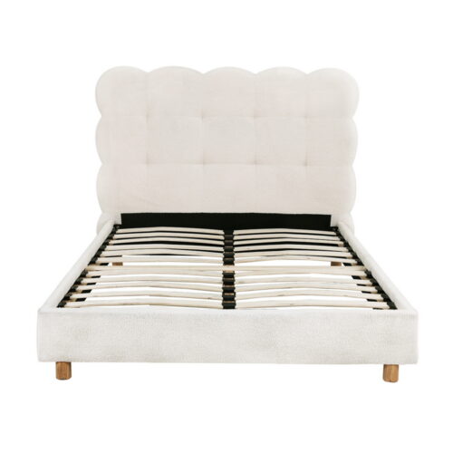 Artiss King Single Bed Frame Cloud Headboard Boucle Fabric Mattress Platform Base White - Image 3