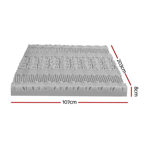Giselle Bedding 8cm Memory Foam Mattress Topper 7-Zone Graphite King Single - Image 2