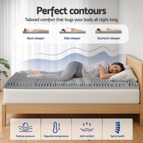 Giselle Bedding 8cm Memory Foam Mattress Topper 7-Zone Graphite King Single - Image 4
