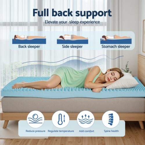Giselle 8cm Memory Foam Mattress Topper Gel Egg Crate Foam Bamboo King Single - Image 4
