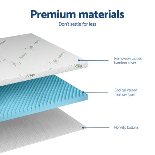 Giselle 8cm Memory Foam Mattress Topper Gel Egg Crate Foam Bamboo Single - Image 5