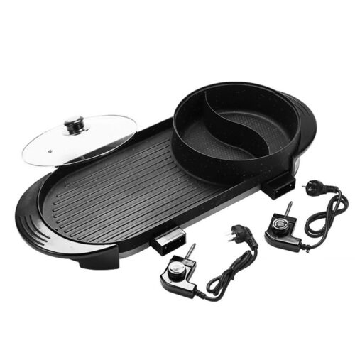 2 in 1 Electric Non-Stick BBQ Teppanyaki Grill Plate Steamboat Hotpot 2-8 Person - Image 5