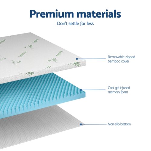 Giselle 8cm Memory Foam Mattress Topper Gel Egg Crate Foam Bamboo Double - Image 5
