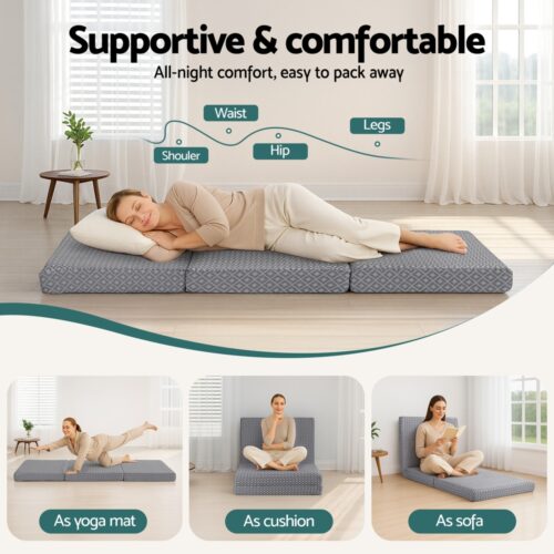 Giselle Foldable Mattress Folding Sofa Bed Trifold Memory Foam Camping Cushion Mat - Image 4