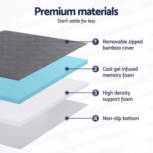 Giselle 8cm Memory Foam Mattress Topper Gel Dual Layer Foam Bamboo King - Image 5