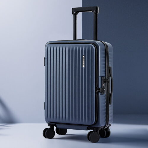 Wanderlite 20" Luggage Suitcase Front Pocket Travel Carry On Dual TSA Navy - Image 7