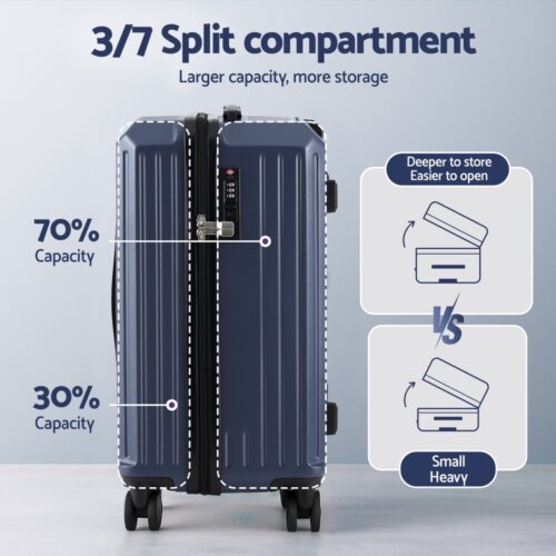 Wanderlite 2pcs Trunk Luggage Suitcase Travel Carry On TSA Lock 12" 20" Navy - Image 4