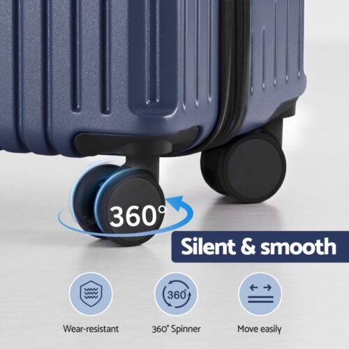 Wanderlite 2pcs Trunk Luggage Suitcase Travel Carry On TSA Lock 12" 20" Navy - Image 6