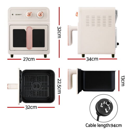 Devanti 6L Air Fryer Knob Control 1700W Cream - Image 2