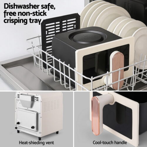 Devanti 6L Air Fryer Knob Control 1700W Cream - Image 6
