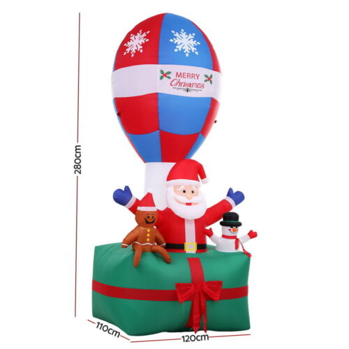 Jingle Jollys Christmas Inflatable Santa in Ballon 2.8M Height LED Decorations Illuminated - Image 2