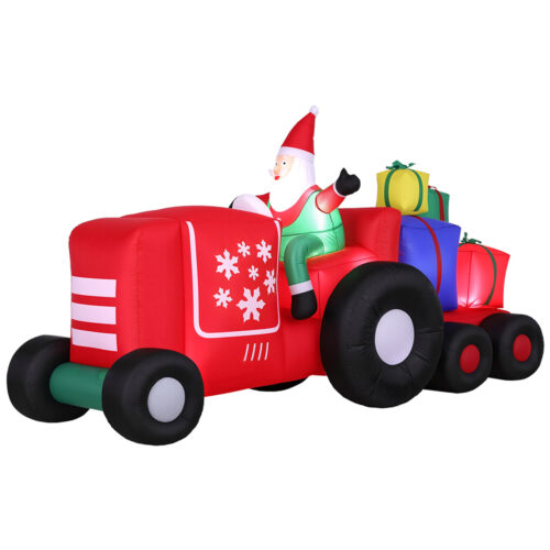 Jingle Jollys Christmas Inflatable Santa Truck 2.6M Length LED Decorations Illuminated - Image 2