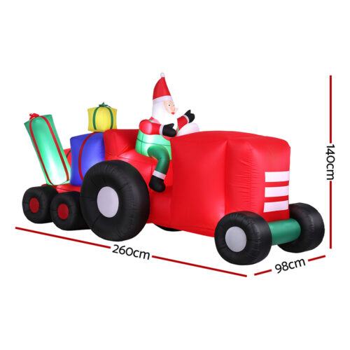 Jingle Jollys Christmas Inflatable Santa Truck 2.6M Length LED Decorations Illuminated - Image 3