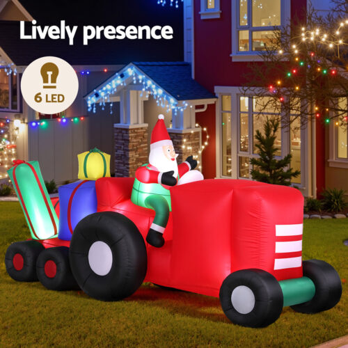 Jingle Jollys Christmas Inflatable Santa Truck 2.6M Length LED Decorations Illuminated - Image 5