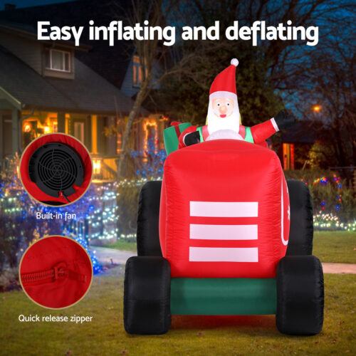 Jingle Jollys Christmas Inflatable Santa Truck 2.6M Length LED Decorations Illuminated - Image 6