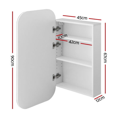 Cefito Bathroom Mirror Cabinet Medicine Shaving Arch Wall Hung 450x900mm White - Image 2