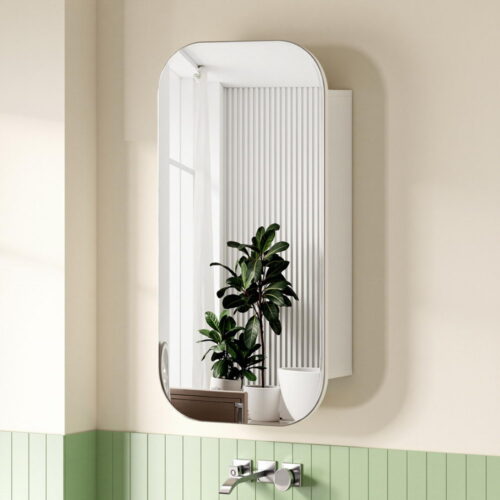 Cefito Bathroom Mirror Cabinet Medicine Shaving Arch Wall Hung 450x900mm White - Image 7