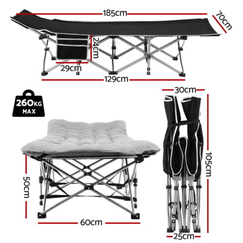 Artiss Folding Bed With Mattress Heavy Duty Grey 185CM - Image 2