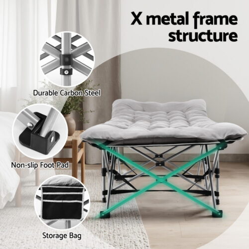 Artiss Folding Bed With Mattress Heavy Duty Grey 185CM - Image 4
