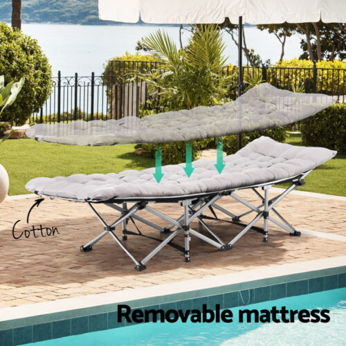 Artiss Folding Bed With Mattress Heavy Duty Grey 185CM - Image 5