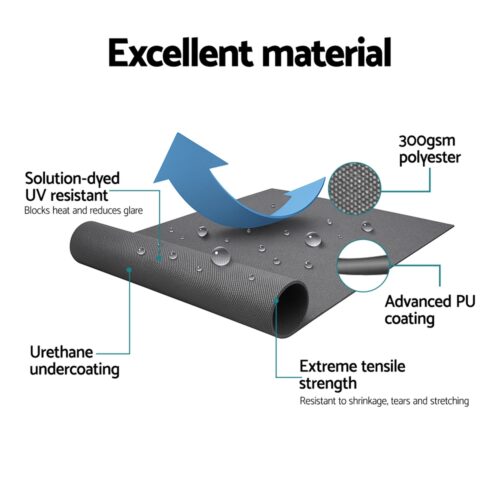 Instahut Retractable Folding Arm Awning Manual Sunshade 3M X 2M Grey - Image 6