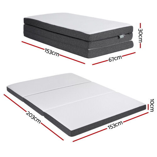 Giselle Bedding Foldable Mattress Folding Sofa Bed Tri-Fold Memory Foam Tencel Queen - Image 2