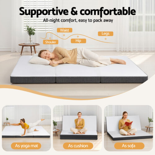 Giselle Bedding Foldable Mattress Folding Sofa Bed Tri-Fold Memory Foam Tencel Queen - Image 4