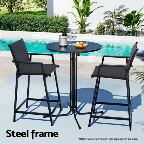 Gardeon Outdoor Bar Table Round Folding Desk Top 109cm Patio Furniture Black - Image 6