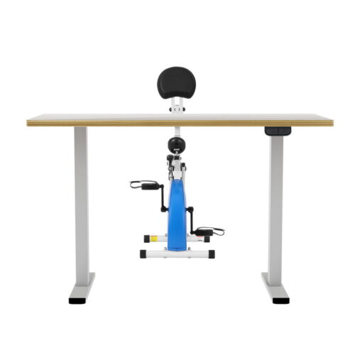 Artiss Under Desk Folding X-Bike with 140cm Automatic Standing Desk Magnetic Resistance Oak - Image 3