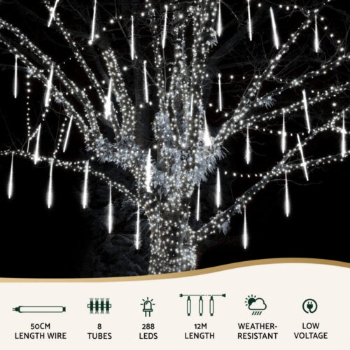 Jingle Jollys 7M Christmas Shower Lights Decor 288 LED Icicle Falling Meteor - Image 4