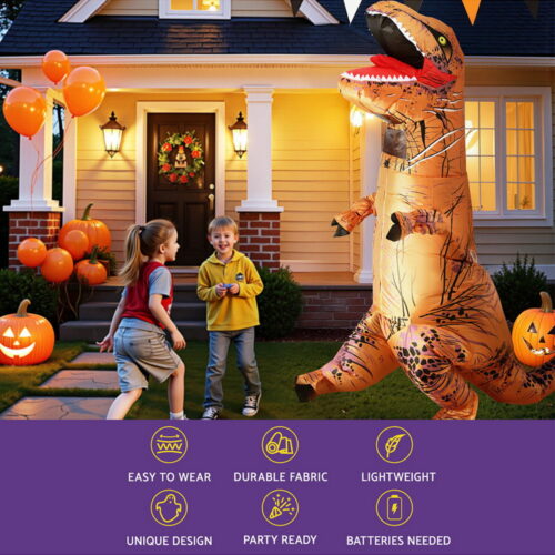 Inflatable Dinosaur Costume T-Rex Adult Suit Blow Up Party Fancy Dress Halloween Xmas Cosplay - Image 5