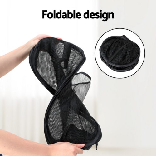 Artiss 2X Laundry Basket Hamper Foldable Black - Image 5