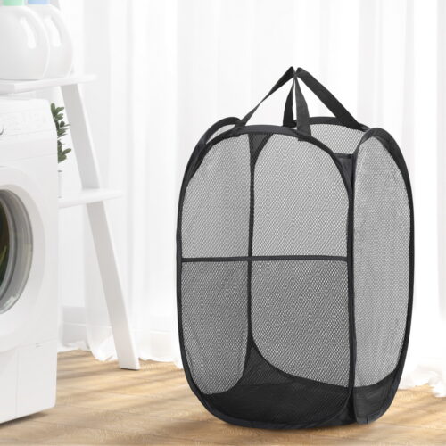 Artiss 2X Laundry Basket Hamper Foldable Black - Image 7